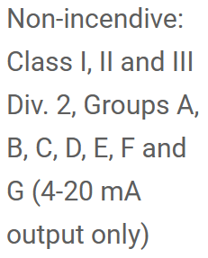 Non-incendive Class I, II and III Div