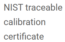 NIST traceable calibration certificate